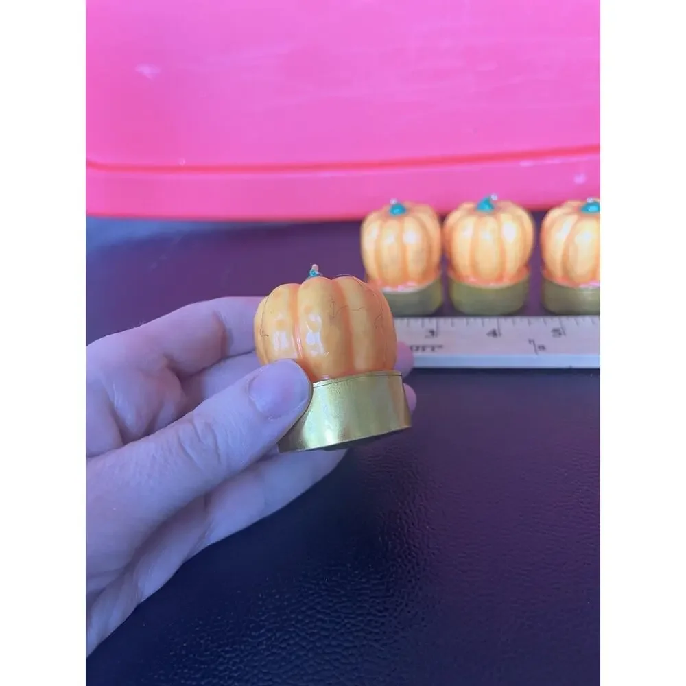 Vintage Set Of Unused Wax Candle, Pumpkins, Halloween Thanksgiving, Tea Light